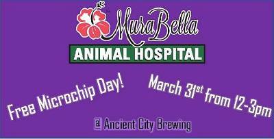 March 31: FREE Microchip Day @ Ancient City Brewing!