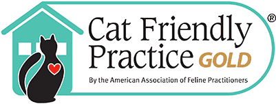 Cat Friendly Practice Gold certification. By the American Association of Feline Practitioners